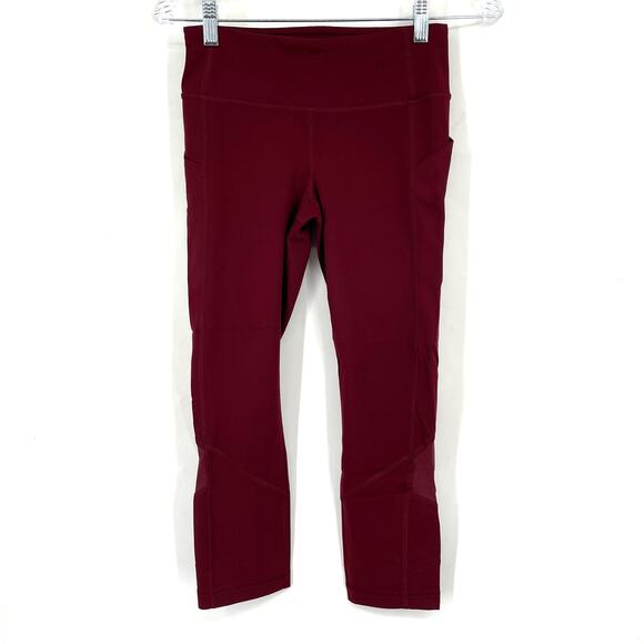 Lululemon Pace Rival Crop 22" Leggings Deep Rouge Size 4 - Picture 1 of 7